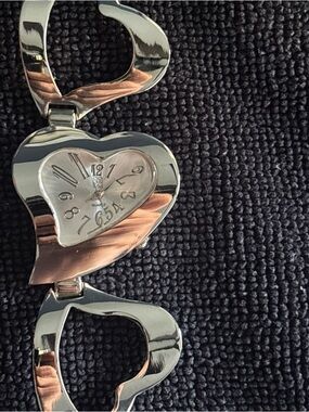 New York & Company Silver Heart Link Bracelet Watch